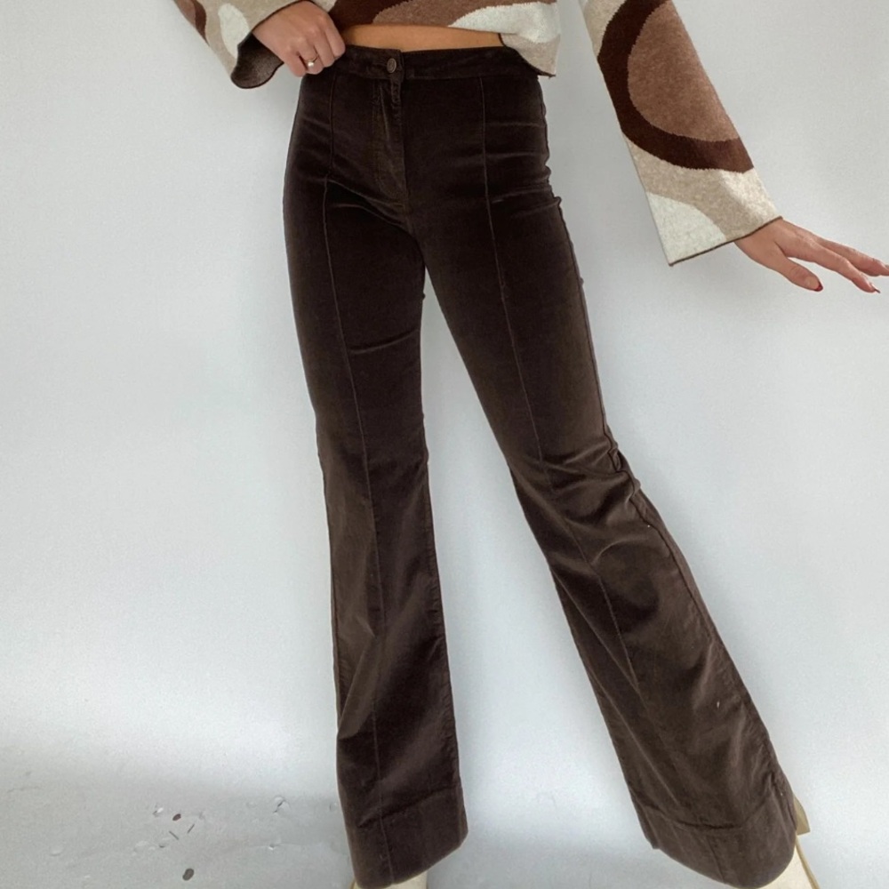 NWT Vici Angry Rabbit Chocolate Brown Pin tuck Corduroy Flare Pants